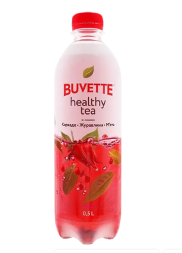Напій Buvette Healthy tea зі смаком каркаде, журав. та м'яти  (3*3) 0,5 л - фото