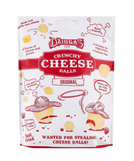 Хрусткі сирні кульки Dziugas зі смаком карамелізованої цибулі, 45% жирності, 40 г - фото