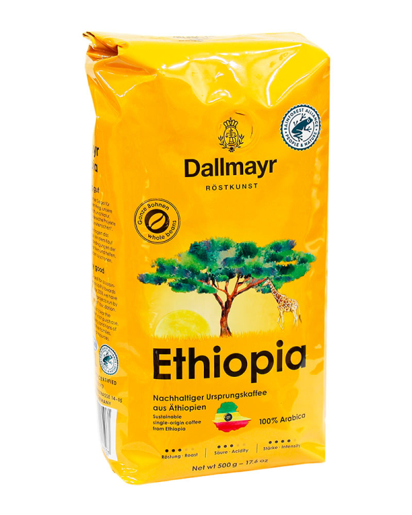 Кава в зернах Dallmayr Ethiopia, 500 г (моносорт арабіки) (4008167040507) - фото