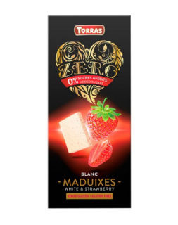 Шоколад Torras Zero білий з полуницею без цукру 125 г, 12 шт/ящ. - фото