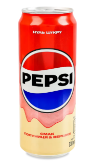 Напій сильногазований Pepsi Zero Полуниця та Вершки, 0,33 л - фото
