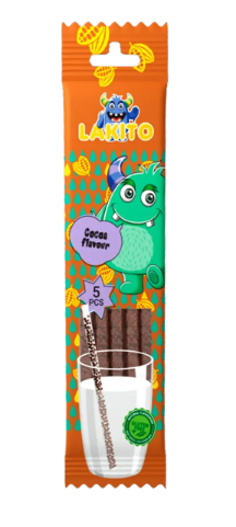 Соломинки Lakito з розчинними цукровими гранулами для молока зі смаком какао 30 г - фото