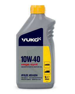 Олива моторна напівсинтетична гідрокрегінгова VUKO (YUKO) VEGA SYNT 10W-40 API SL/CF, 1 л ПЕ (9 677) - фото