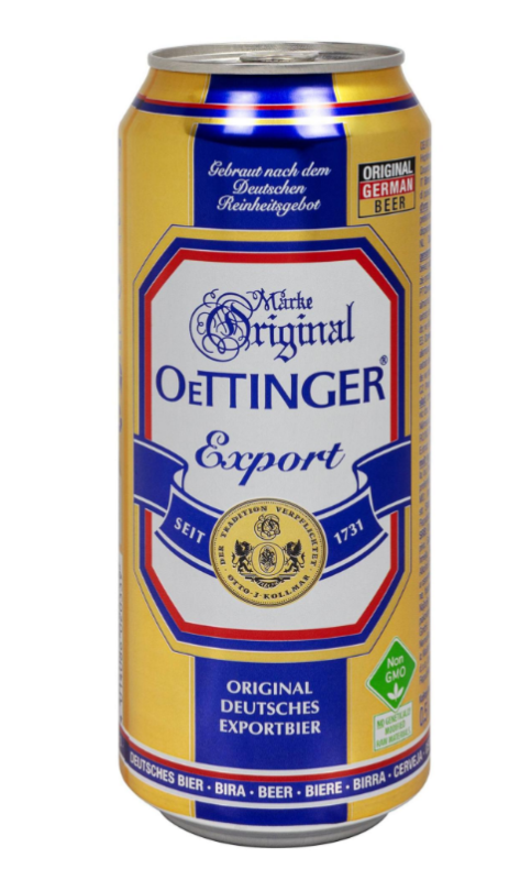 Пиво світле Oettinger Export 5,4%  ж/б 0,5л/24ящ - фото