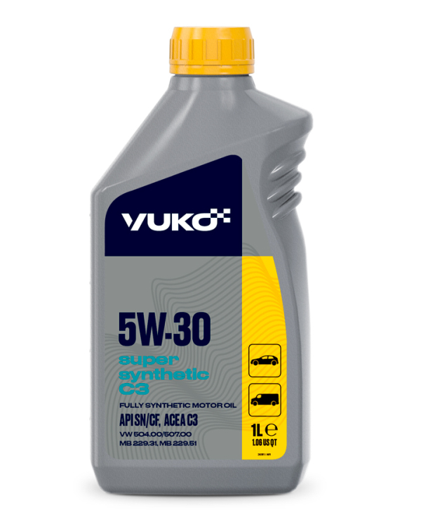 Олива моторна HC-синтетична VUKO (YUKO) SUPER SYNTHETIC C3 5W-30 API SN/CF, 1 л ПЕ (47 723) - фото