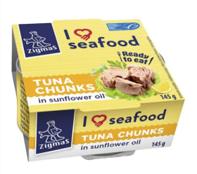 Шматочки тунця в соняш.олії "I love seafood",145г ТМ Zigmas - фото