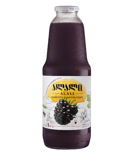 Натуральний ожиновий сік Алалі 1000 мл/скло - фото