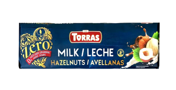 Шоколад Torras Zero молочний з фундуком без цукру 250 г - фото