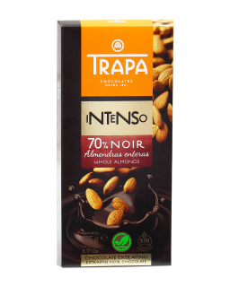 Шоколад 175г TRAPA INTENSO чорний 70% з мигдалем, 17шт/ящ - фото