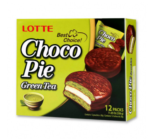 Печиво шоколадне зі смаком зеленого чаю CHOKO PIE TM "LOTTE" 336г - фото
