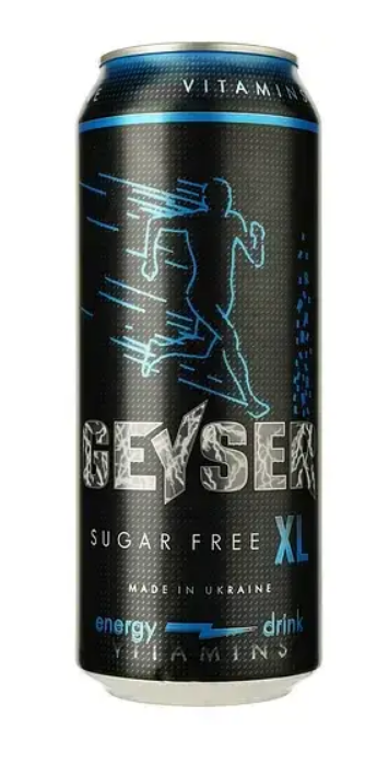 Напій б/а енергетичний ТМ Geyser "SUGAR FREE" 0,5 л з/б - фото