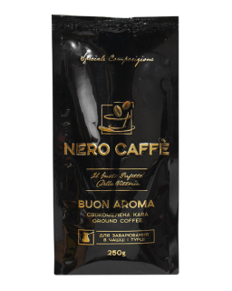Nero Caffe BUON AROMA (чорний) 250 гр. Кава мелена - фото
