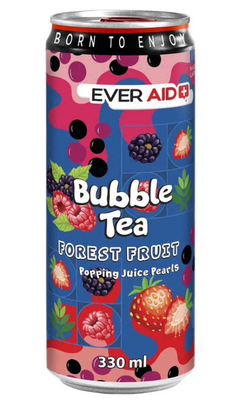 Напій б/а ТМ "EVER AID" BUBBLE TEA FOREST FRUIT" 0,33 л. з/б - фото