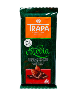 Шоколад 75г TRAPA STEVIA черный 80%, 20 шт/ящ - фото