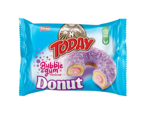Пончик бісквітний з начинкою зі смаком жуйки Elvan TODAY Bubblegum Cake, 50 г - фото