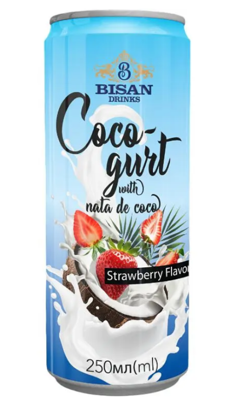 BISAN напій Cocogurt drink Strawberry 250 мл ж/б - фото