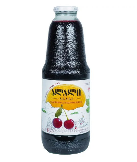 Натуральний вишневий сік Алалі 1000 мл/скло - фото