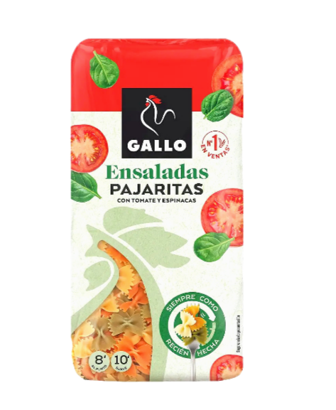 Макаронні вироби Gallo Ensaladas Pajaritas Бантики з томатами і шпинатом 450 г,18 шт/ящ. - фото