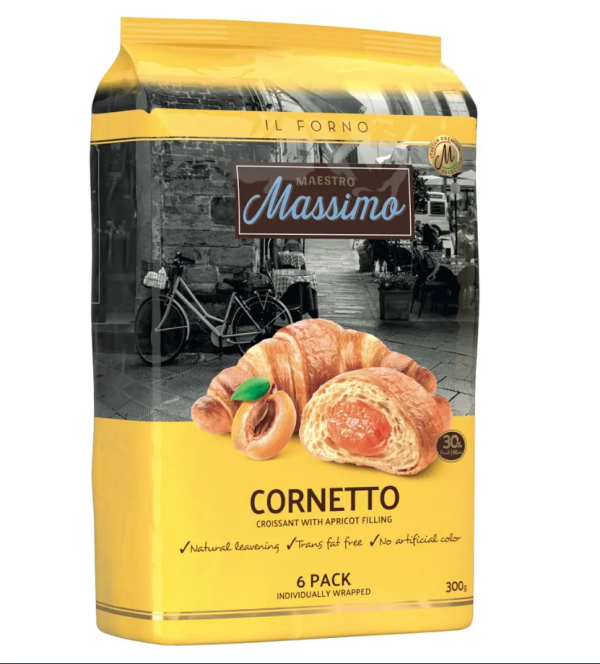Круасани Maestro Massimo з абрикосом (6*50г) 300г, 12шт/ящ - фото