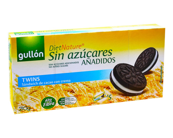 Печиво GULLON без цукру Diet Nature Twins какао з кремом, 210г, 10шт/ящ - фото