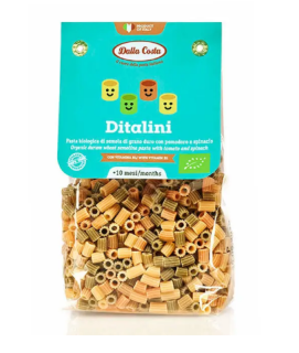 Макарони DALLA COSTA BIO, Baby Ditalini tricolor 200 г, 8 шт/ящ - фото