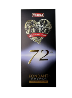 Шоколад Torras Zero чорний 72% какао без цукру 100 г, 12 шт/ящ. - фото