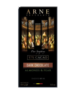 Шоколад Arne чорний 57% з мигдалем та грушею 100г, 12шт/ящ - фото