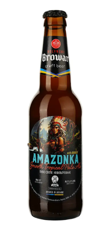 Пиво "Волинський Бровар "AMAZONKA" світле нефільтроване 0,5 л. Пиво "Волинський Бровар "AMAZONKA" світле нефільтроване 0,5 л. - фото