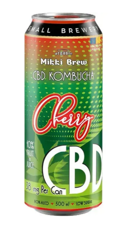 Напій б/а слабогаз. TM "MIKKI BREW" CBD КОМБУЧА "CHERRY" 0,5 л. - фото