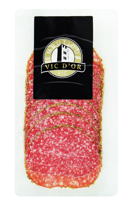 Ковбаса Салямі  в перці 80 г нарізка ТМ «Vic D’or» - фото