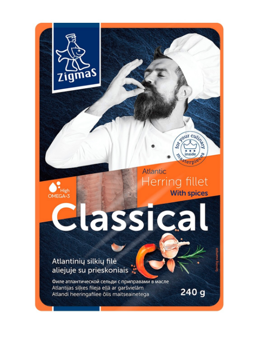 Філе оселедця з приправами в олії Zigmas 240г ламінат - фото