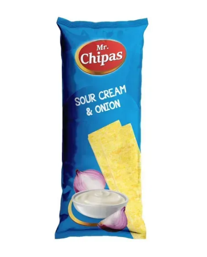 Чіпси Mr. Chipas Sour Cream and Onion, сметана і цибуля, 75г, 20 шт/ящ - фото
