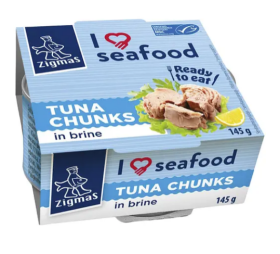 Шматочки тунця в розсолі "I love seafood",145г ТМ Zigmas - фото