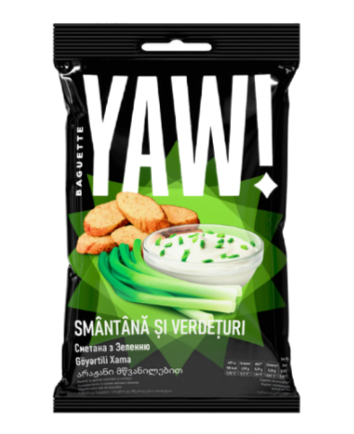 Сухарики багети зі смаком сметани з зеленню ТМ YAW!, 50г - фото