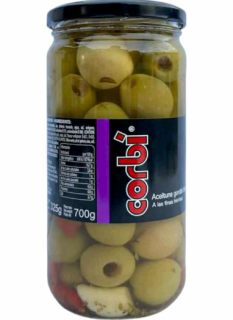 Оливки Corbi Гіганти з перцем чилі  325 г,(суха вага 160 г) 12 шт/ящ, - фото