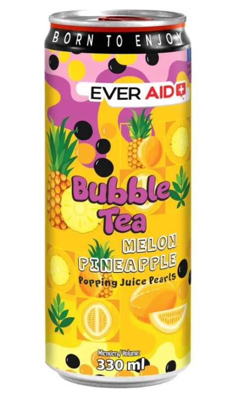 Напиток б/у ТМ EVER AID BUBBLE TEA Melon Pineapple 0,33 л. - фото