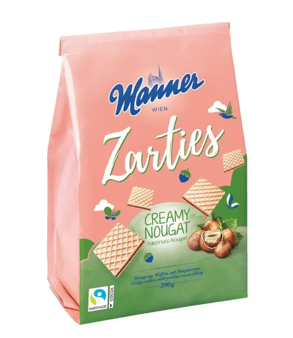 Вафлі Manner Zarties з горіховим кремом, 200 г - фото