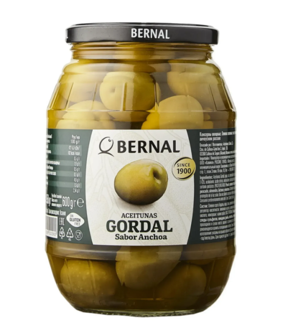 Оливки Bernal Gourmet Гіганти з кісточкою, 950 г (200 г суха вага) - фото