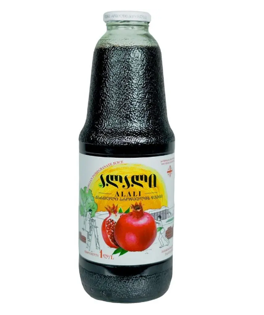 Натуральний гранатовий сік Алалі 1000 мл/скло - фото