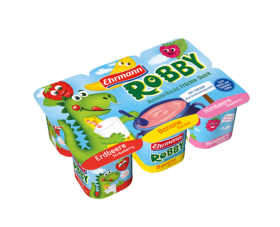 Десерт дитячий Robby Ehrmann 2,5% (полуниця, банан, малина), 6×50 г - фото