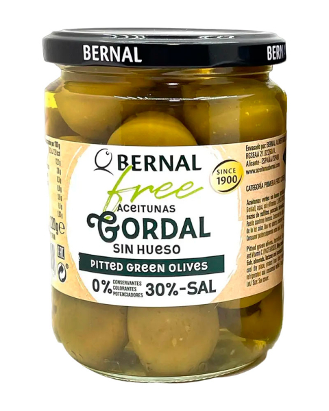 Оливки Bernal Gourmet Гиганты без косточки пикантные 436 г,(сухой вес200 г) 12 шт/ящ, - фото