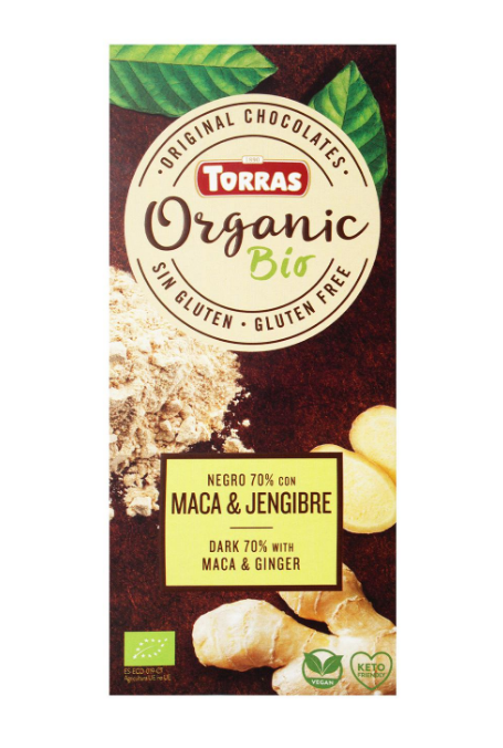 Шоколад Torras Organic чорний з перуанською маккою та імбирем 100 г - фото