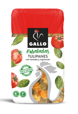 Макаронні вироби Gallo Ensaladas Tulipanes Тюльпани з томатами і шпинатом 450 г,12 шт/ящ. - фото