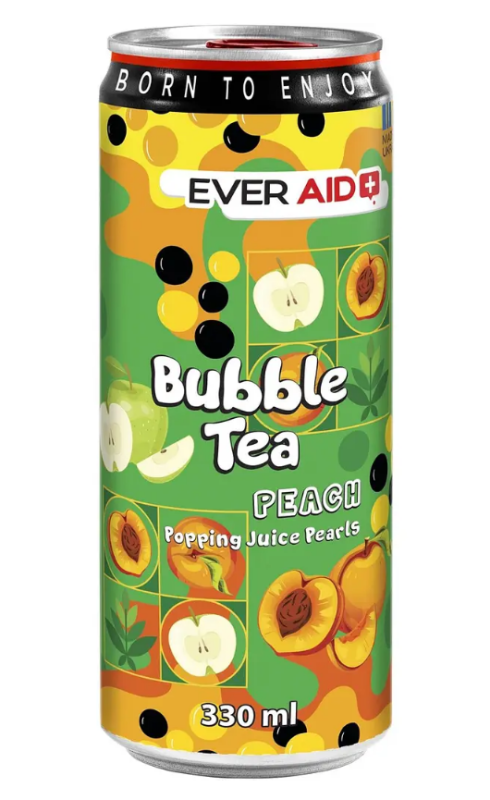 Напій б/а ТМ "EVER AID" BUBBLE TEA Peach" 0,33 л. з/б - фото
