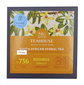 736 Чай Teahouse Ройбос ваніль в синій коробці (20фп*2,5г) - фото