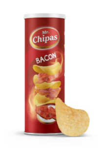 Чіпси Mr. Chipas Bacon, бекон, тубус 160г, 24 шт/ящ - фото