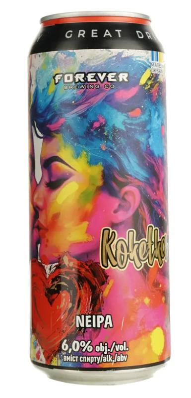 Пиво ТМ FOREVER "Koketka" світле нефільтроване 0,5 Пиво ТМ FOREVER "Koketka" світле нефільтроване 0,5 - фото