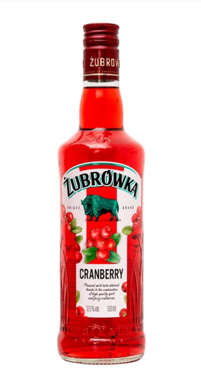 Лікер Zubrowka Cranberry 37,5% 0,5л, - фото