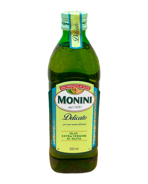 Олія оливкова першого віджиму Monini Delicato Olio Extra Vergine di Oliva, 500 мл  (8005510001563) - фото