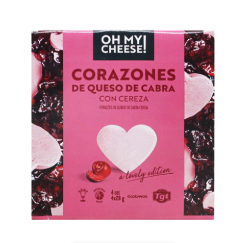 Сирні сердечки з козин.молока 45% та начинкою з вишні,80гр,ТМ OH MY CHEESE - фото